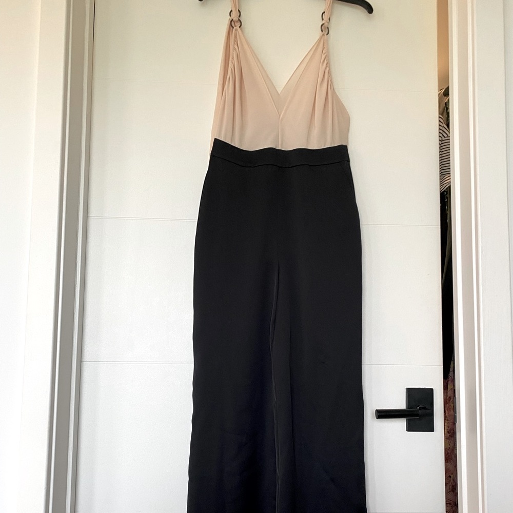 REISS never worn pale pink and black satin jumpsuit - super classy.